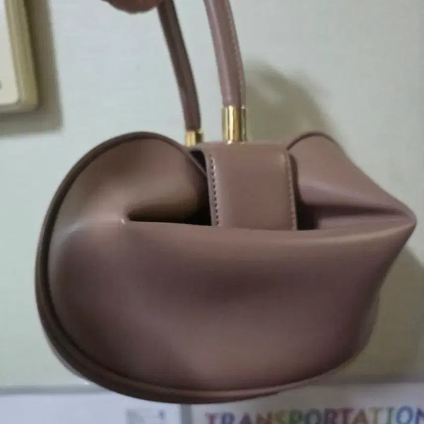 [BUNJANG] Round Shape Women's Tote Bag - Beige / 라운드 쉐입 여성 토트백 베이지