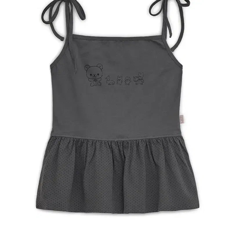 [BUNJANG] Hug Your Skin Rilakkuma Collaboration Sleeveless Top Charcoal / 허그유어스킨 리락쿠마 콜라보 슬리브리스 차콜