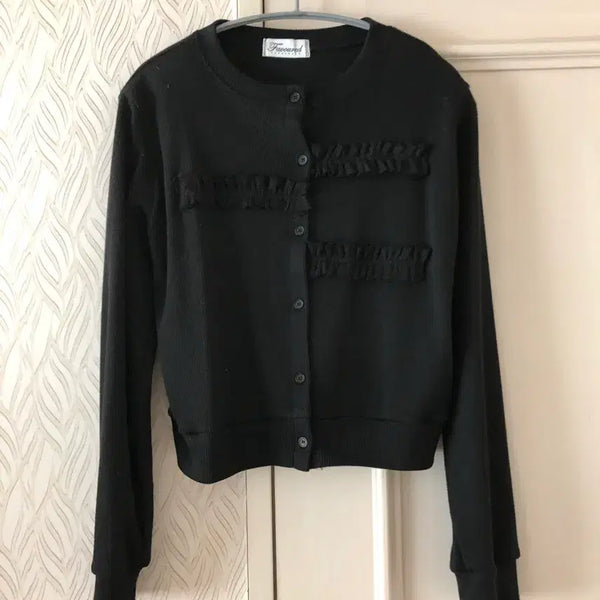 [BUNJANG] Favoured Black Frill Cardigan / Favoured 블랙 프릴 가디건