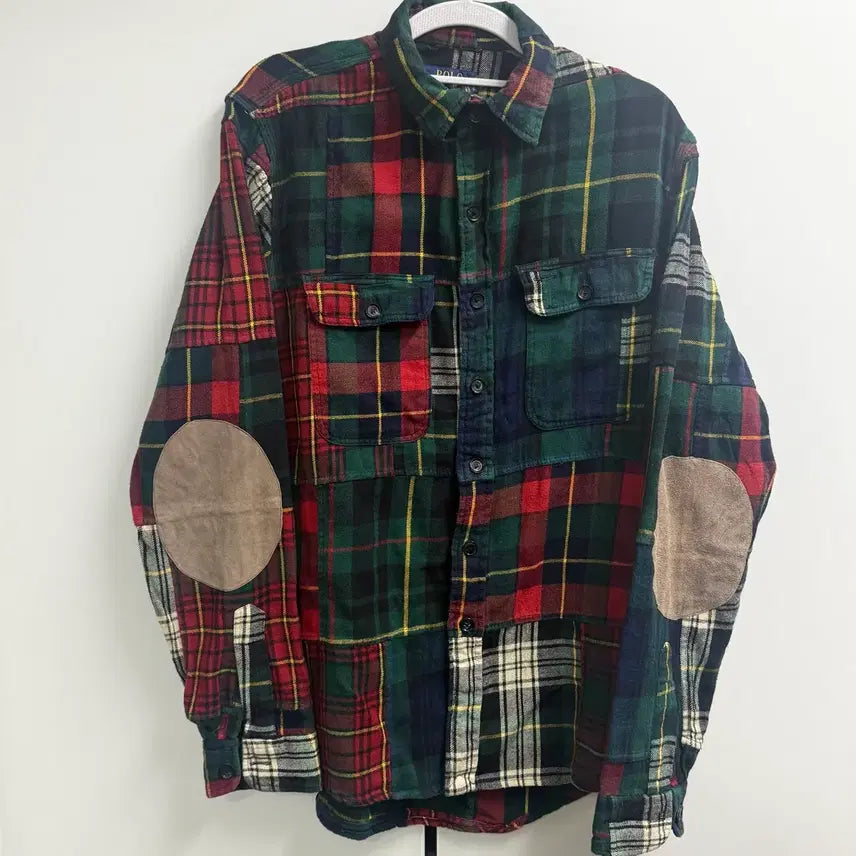 [BUNJANG] Polo Ralph Lauren Mixed Check Patchwork Shirt - Size S / 폴로 랄프로렌 믹스 체크 패치 워크 셔츠 S