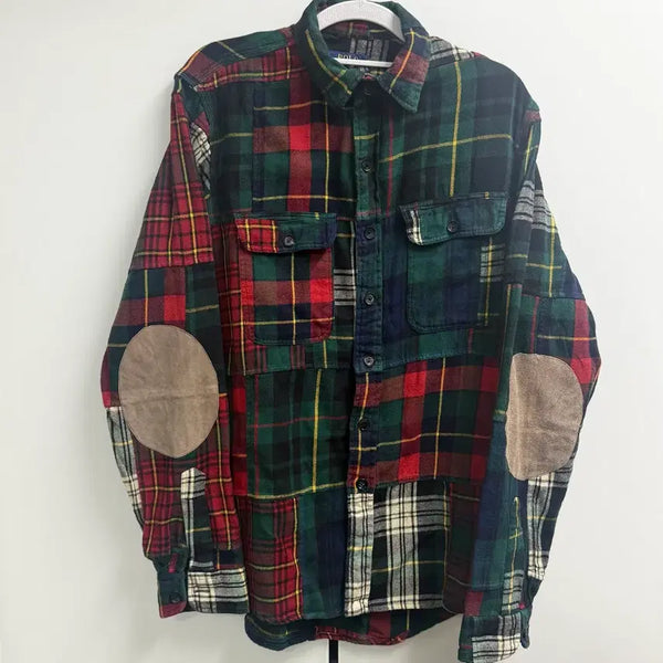 [BUNJANG] Polo Ralph Lauren Mixed Check Patchwork Shirt - Size S / 폴로 랄프로렌 믹스 체크 패치 워크 셔츠 S