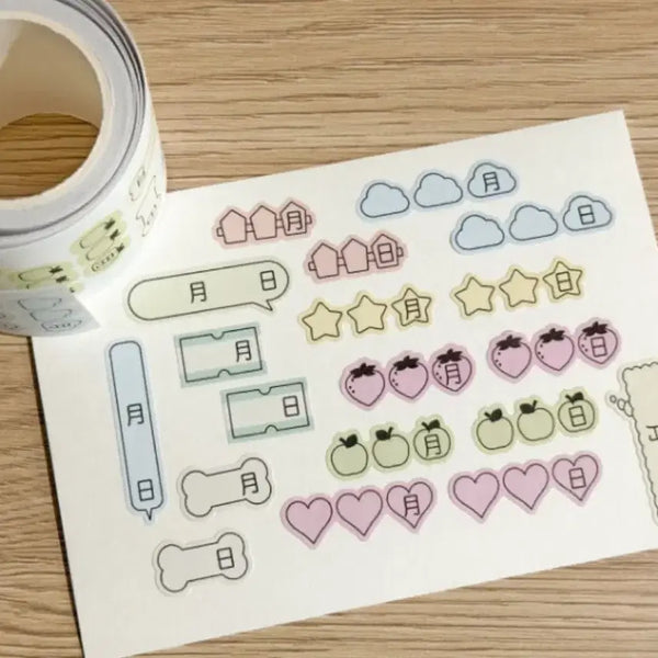 [BUNJANG] Bebe Date Record Label Kiss Cut Matte Tape Stickers / 베베 날짜기록라벨 키스컷 마테띵 다꾸 스티커