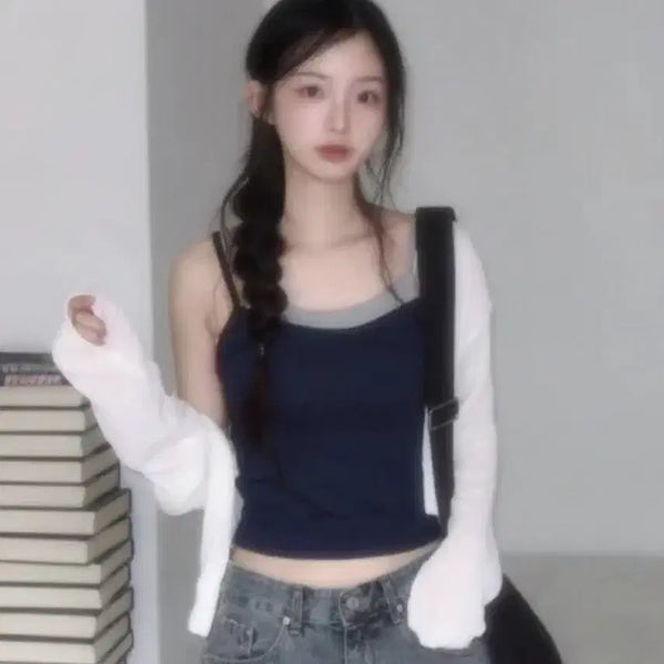 [BUNJANG] Hooii Unique Cropped Sleeveless Layered Top / 에이블리 언버티 나시 슬리브리스 레이어드 hooii unique cropped sleeveless