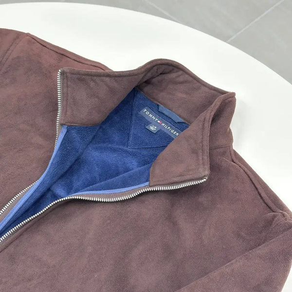 [BUNJANG] Tommy Hilfiger Brown Suede Full Zip Blouson Jacket L (100) / 타미힐피거 브라운 스웨이드 풀집업 블루종 자켓 L 100