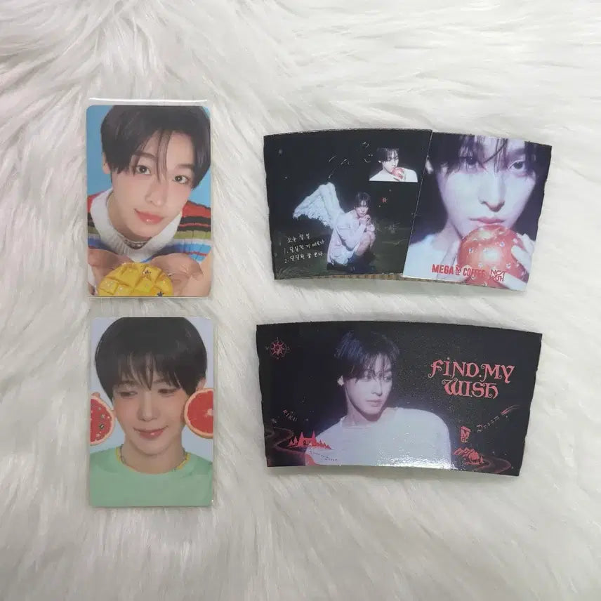 [BUNJANG] NCT WISH Riku & Ryo Bundle Set Photocard, Poster, Cup Holder / 일괄) 엔시티 위시 리쿠 료 포카 메가커피 포토카드 포스터 컵홀더 nct wish