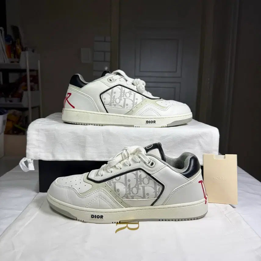 [BUNJANG] Dior x Shawn Stussy B27 Low-Top Sneakers White Calfskin Leather / [40사이즈,21SS/번개케어]디올 X 숀 스투시 B27 로우탑 스니커즈 화이트