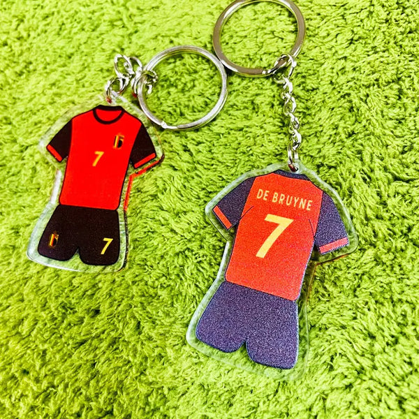 [BUNJANG] De Bruyne Belgium National Football Team Jersey Double-Sided Acrylic Keychain / 월드컵 벨기에 레전드 더 브라위너 국가대표 유니폼 양면 축구 키링 키체인 데 덕배
