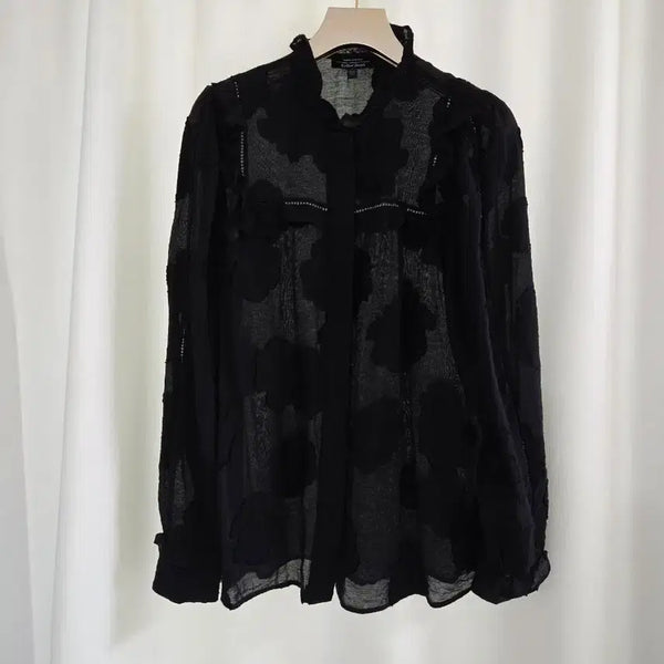 [BUNJANG] And Other Stories Black Floral Frill Detail Blouse / 앤아더스토리즈 블라우스