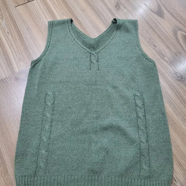 [BUNJANG] Cable Knit Vest Green / 니트 조끼