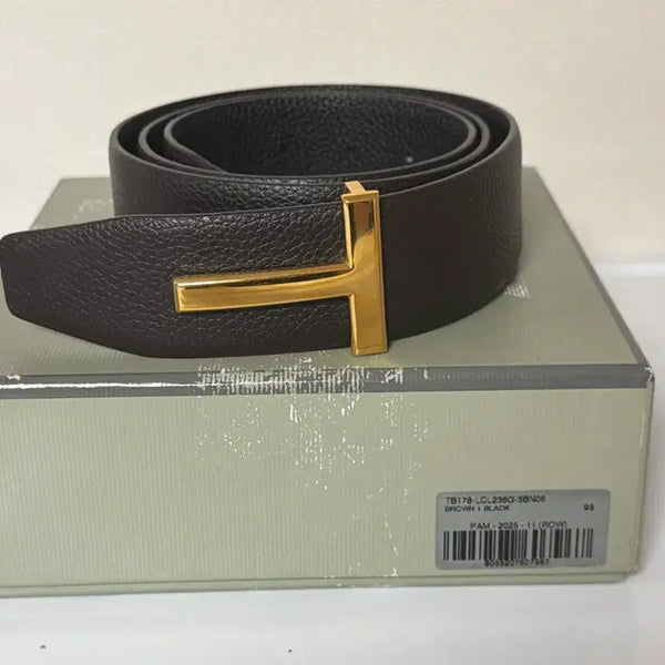 [BUNJANG] Tom Ford T Logo Leather Reversible Belt Black/Brown Size 95 / 톰포드 T로고 레더 리버서블 벨트 블랙/ 브라운 95