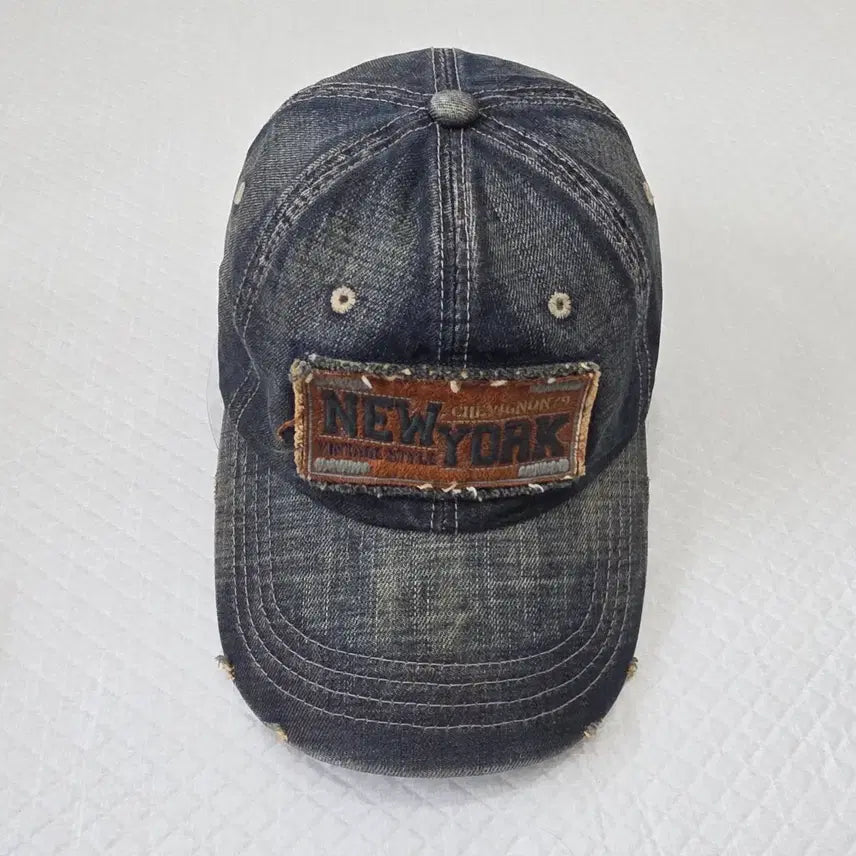 [BUNJANG] CHEVIGNON Vintage Denim Leather Patch Ball Cap / [프립]57-58/쉐비뇽(CHEVIGNON) 빈티지 데님 가죽 패치 볼캡