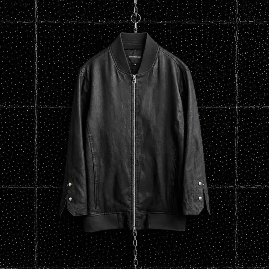 [BUNJANG] Semantic Design Leather Bomber Jacket Black / Semantic design 레더 봄버 자켓 블랙