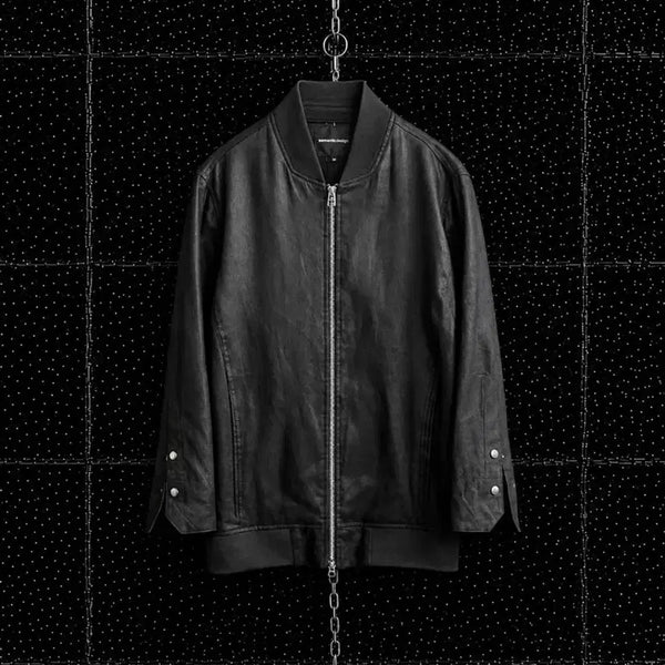 [BUNJANG] Semantic Design Leather Bomber Jacket Black / Semantic design 레더 봄버 자켓 블랙