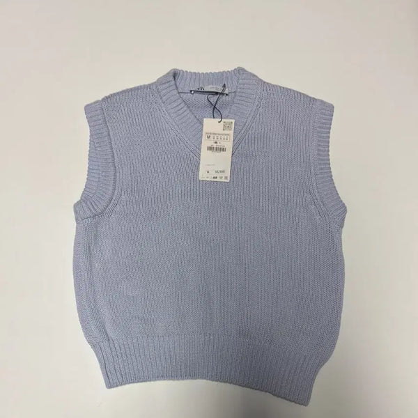 [BUNJANG] Zara Cotton Knit Crop Vest M / <새상품> 여성 자라 깔끔한 코튼 니트 크롭 베스트 조끼 M