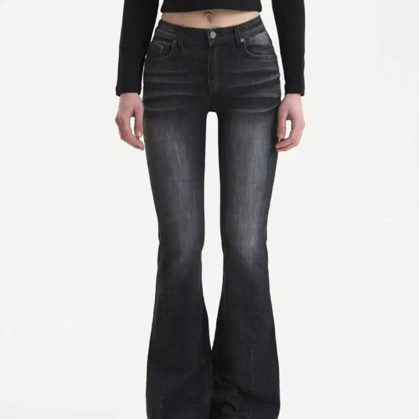 [BUNJANG] Synergy 102 Cat Washing Mid-Rise Jeans Black / 시너진 102 CAT WASHING MID-RISE JEANS BLACK