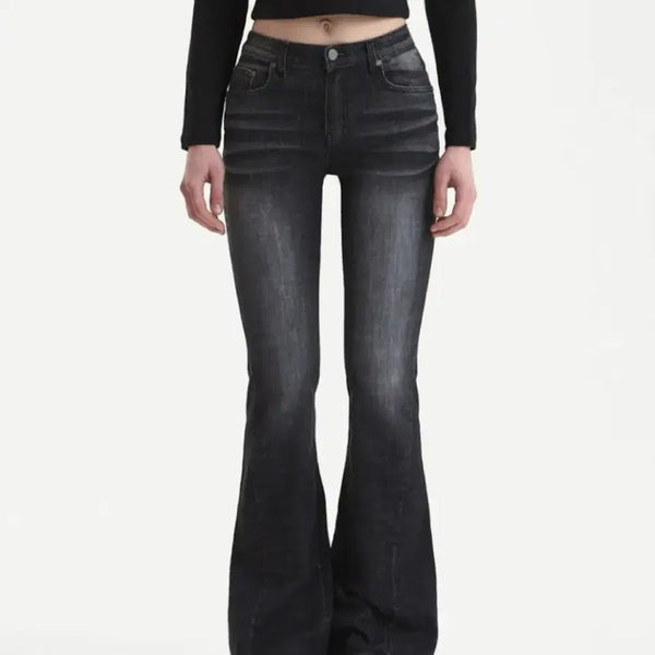 [BUNJANG] Synergy 102 Cat Washing Mid-Rise Jeans Black / 시너진 102 CAT WASHING MID-RISE JEANS BLACK