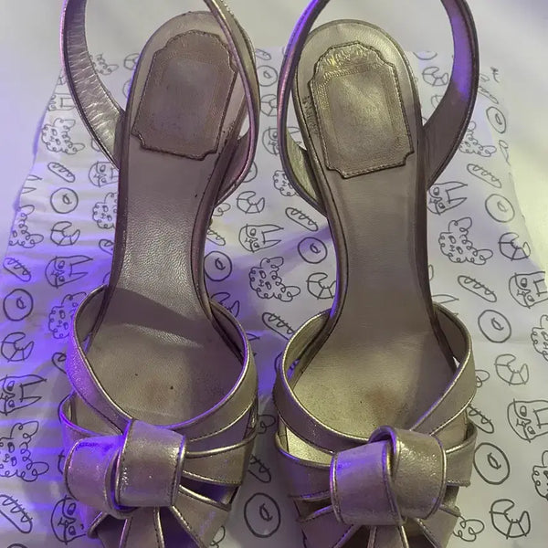 [BUNJANG] Christian Dior Gold Ribbon Strap Heels 38 (245-250) / 정품*디올 골드 리본 스트랩 힐 38(245~250)
