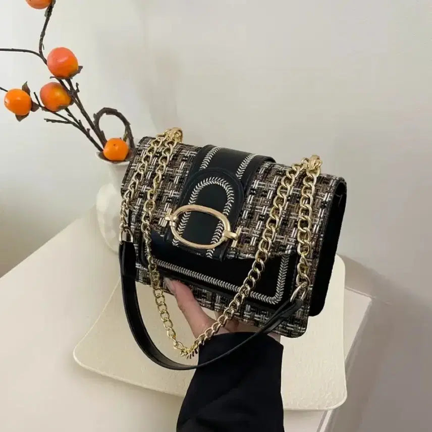 [BUNJANG] Modern Tweed Chain Shoulder Bag / [새거]모던 트위드 체인 숄더백