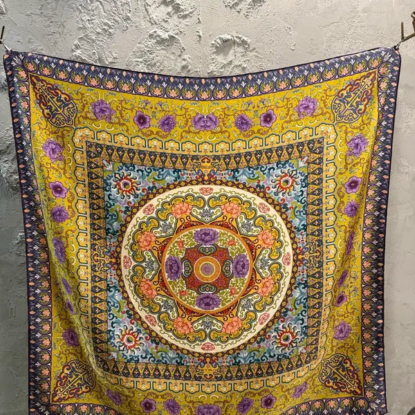 [BUNJANG] Etro Floral Mandala Silk Scarf Mixed Colors / FREE 에트로 ETRO 플로럴 만달라 실크 스카프 믹스컬러
