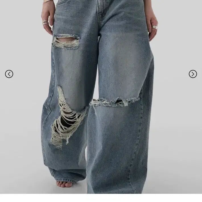 [BUNJANG] Autumn Wide Damage Jeans / 어텀 와이드 데미지진 찢청 청바지