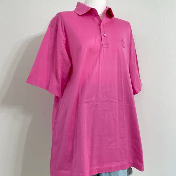 [BUNJANG] Y2K Hot Pink Collared T-Shirt - Vintage Fit / 빈티지카라티 핀터깔/y2k/제니 퀸카로살아남는법st 핫핑크 카라티셔츠 빈티지룩 박시핏 빈티지카라