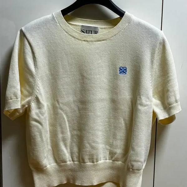 [BUNJANG] Satur Ivory Short Sleeve Knit WM / 세터 아이보리 반팔 니트 WM