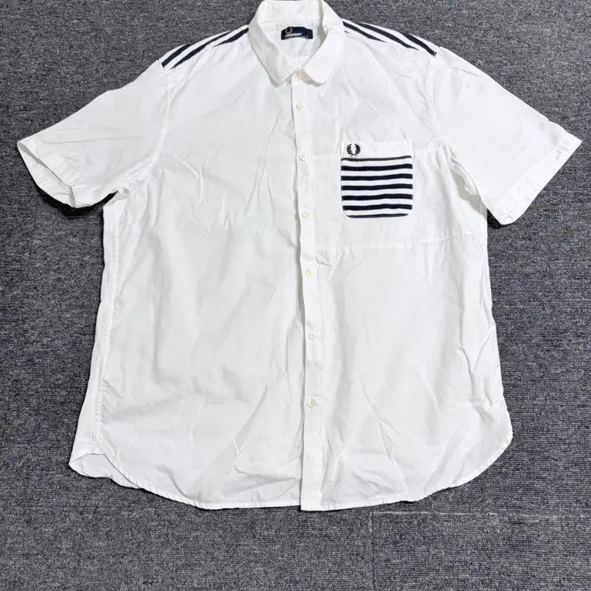 [BUNJANG] Fred Perry Striped Pocket Short Sleeve Shirt XL / 프레드페리 스트라이프 포켓 반팔 셔츠