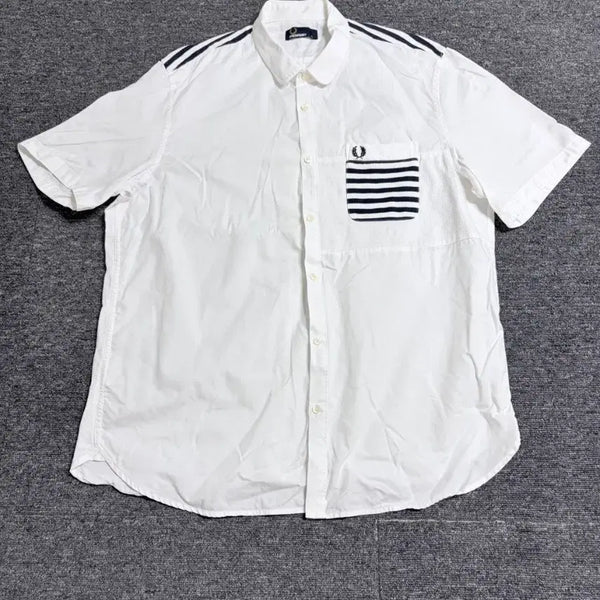 [BUNJANG] Fred Perry Striped Pocket Short Sleeve Shirt XL / 프레드페리 스트라이프 포켓 반팔 셔츠