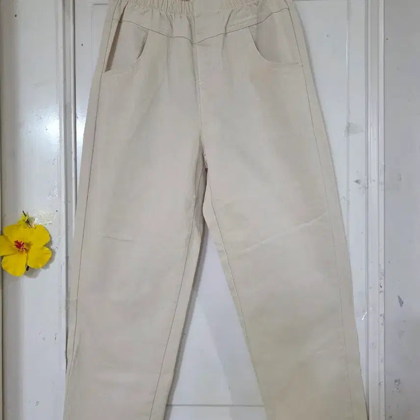 [BUNJANG] Women's Comfortable Wide Leg Pants with Spandex and Elastic Waistband / 여름 시원한 고급스러운 핏이이쁜  밴딩  스판  베기통바지  깨끗해요