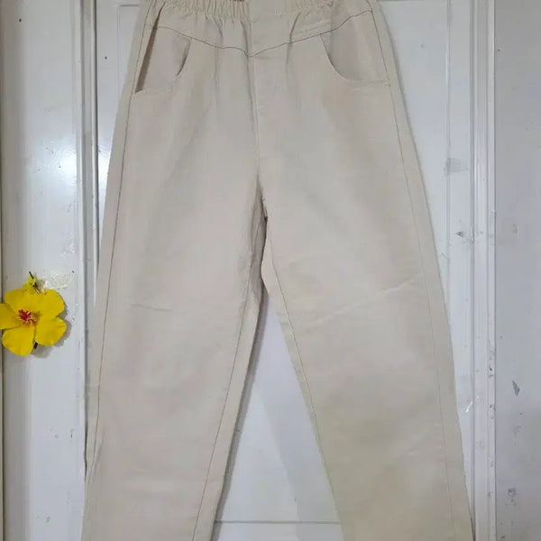 [BUNJANG] Women's Comfortable Wide Leg Pants with Spandex and Elastic Waistband / 여름 시원한 고급스러운 핏이이쁜  밴딩  스판  베기통바지  깨끗해요