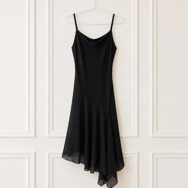[BUNJANG] Vintage Japanese Black Drape Asymmetrical Sleeveless Dress / 일본 빈티지 발레리나 블랙 드레이프 언발란스 슬리브리스 원피스 드레스
