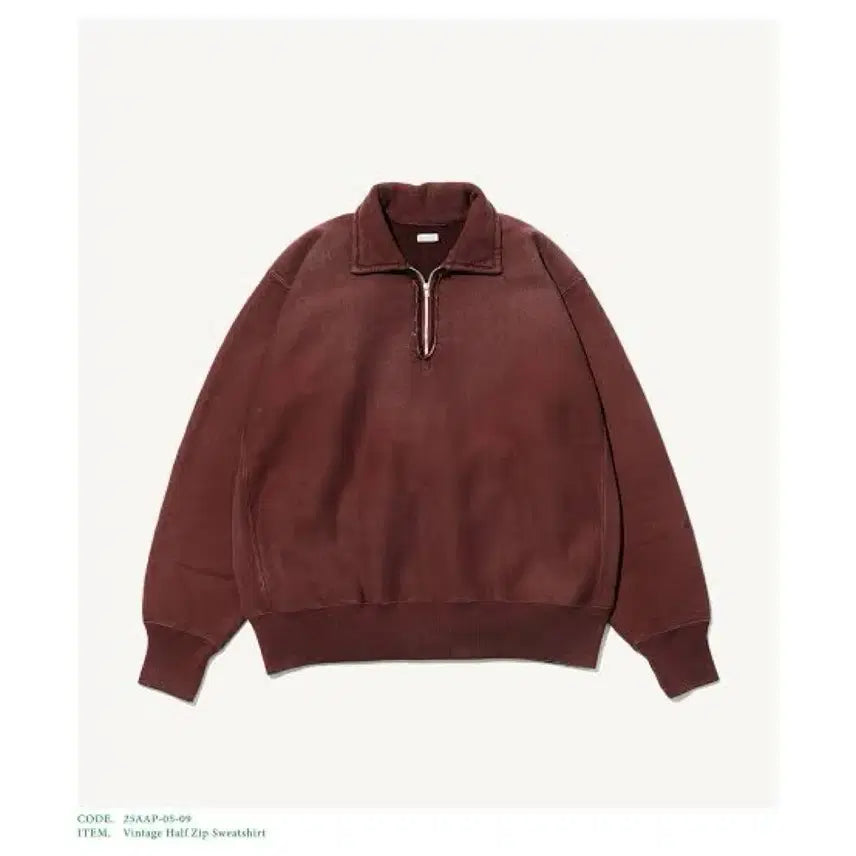 [BUNJANG] Apresse Vintage Half-Zip Sweatshirt Burgundy / [3] 아프레쎄 빈티지 하프집업 스웻셔츠 버건디