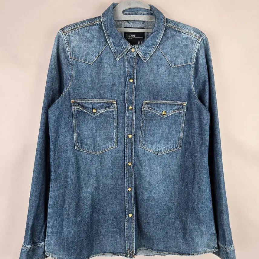 [BUNJANG] Zara Women's XS Denim Stretch Shirt / [무료배송]자라 XS 여성 스판 데님 청 셔츠