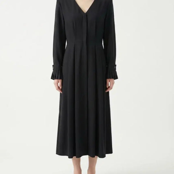 [BUNJANG] Black Chiffon V-Neck Dress XL / 몸빼 블랙 쉬폰 브이넥 원피스 XL