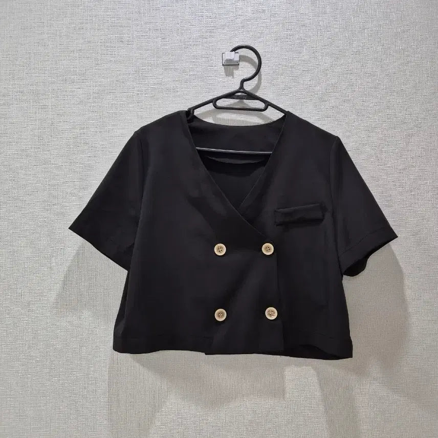 [BUNJANG] Black Crop Jacket and Pants Set [Cooling Material] / 블랙 크롭 자켓 바지포함 세트[냉감재질]
