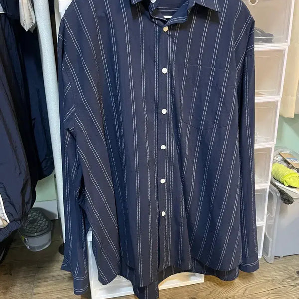 [BUNJANG] Feminique Oversized Summer Stripe Shirt / 새상품급) 페미니크 오버핏 제작 여름셔츠 (정59000원)