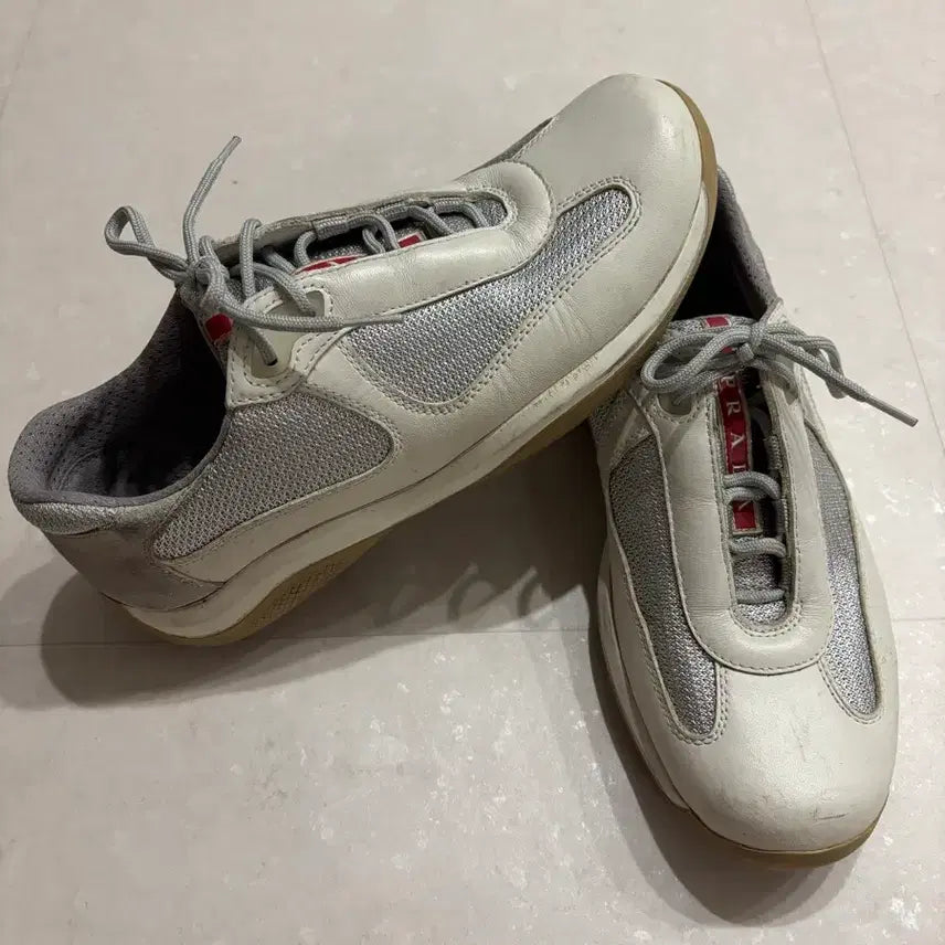 [BUNJANG] Prada America's Cup Sneakers White Silver Size 37 / 프라다 아메리카컵 37