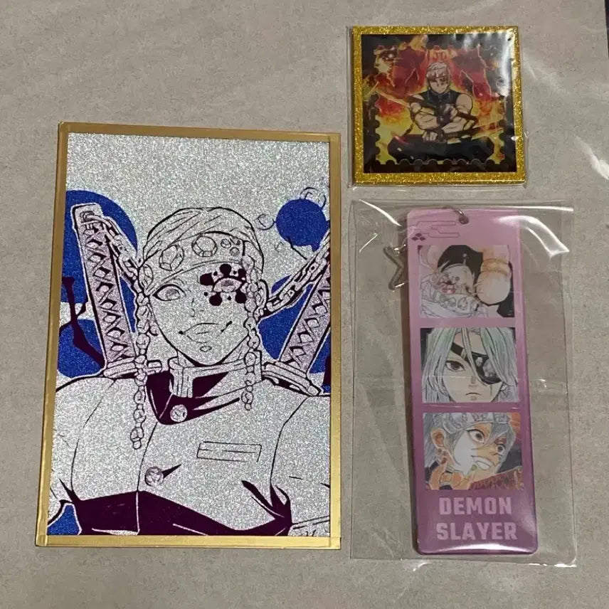[BUNJANG] Demon Slayer Tengen Uzui & Kyojuro Rengoku Shikishi Acrylic Stand Set / 귀멸의 칼날 텐겐 렌고쿠 색지 아크릴키링 스탠드