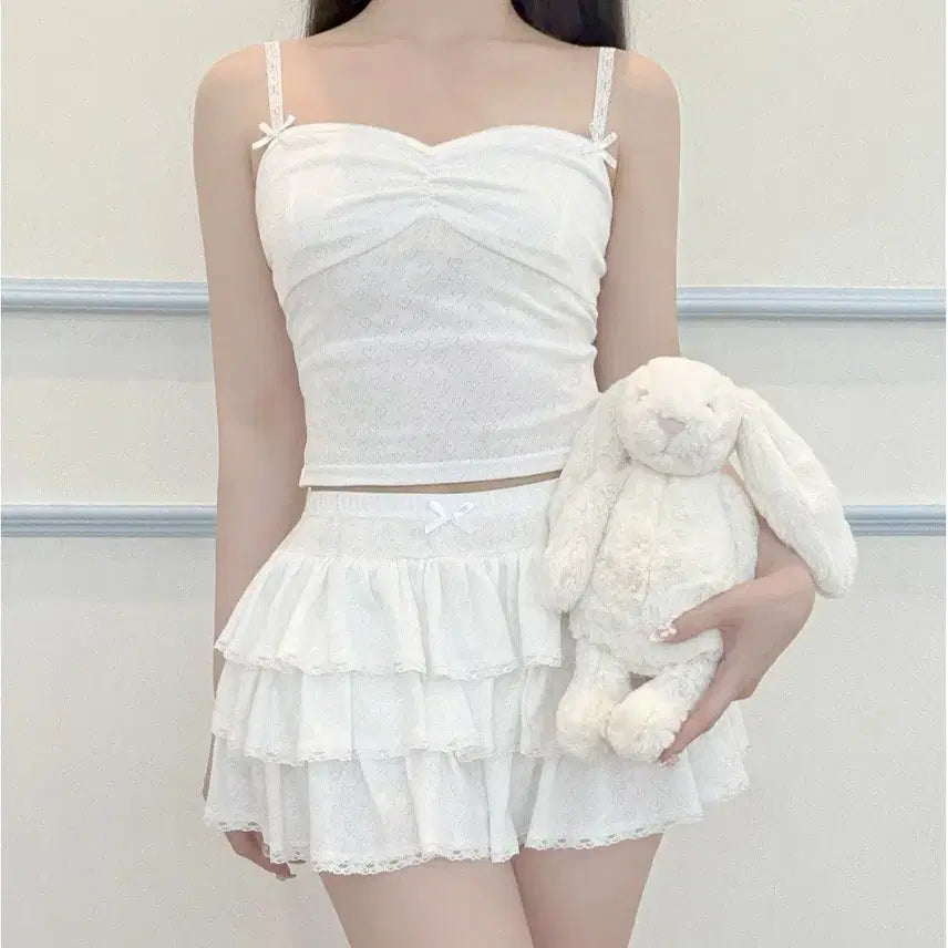 [BUNJANG] Bunnyblush Bunny Heart Lace Tank Top White / bunnyblush Bunny Heart top white 버니블러쉬 버니 하트탑 레이스 화이트 바니블러쉬 교신 메이윤 유앤진 세히즈 유어러버블