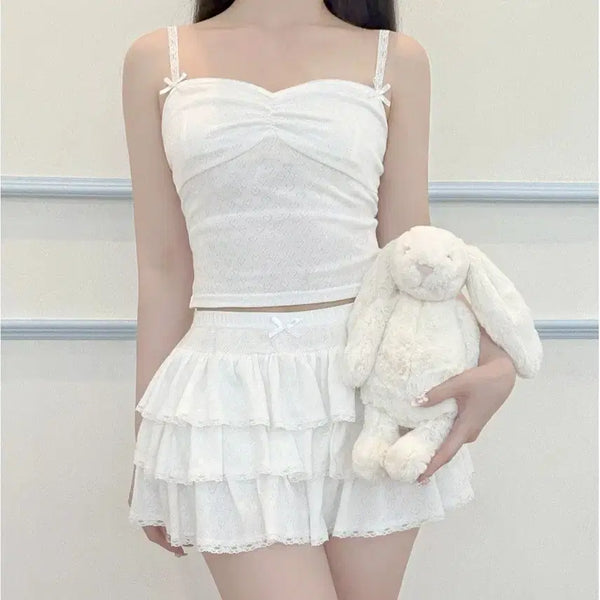 [BUNJANG] Bunnyblush Bunny Heart Lace Tank Top White / bunnyblush Bunny Heart top white 버니블러쉬 버니 하트탑 레이스 화이트 바니블러쉬 교신 메이윤 유앤진 세히즈 유어러버블