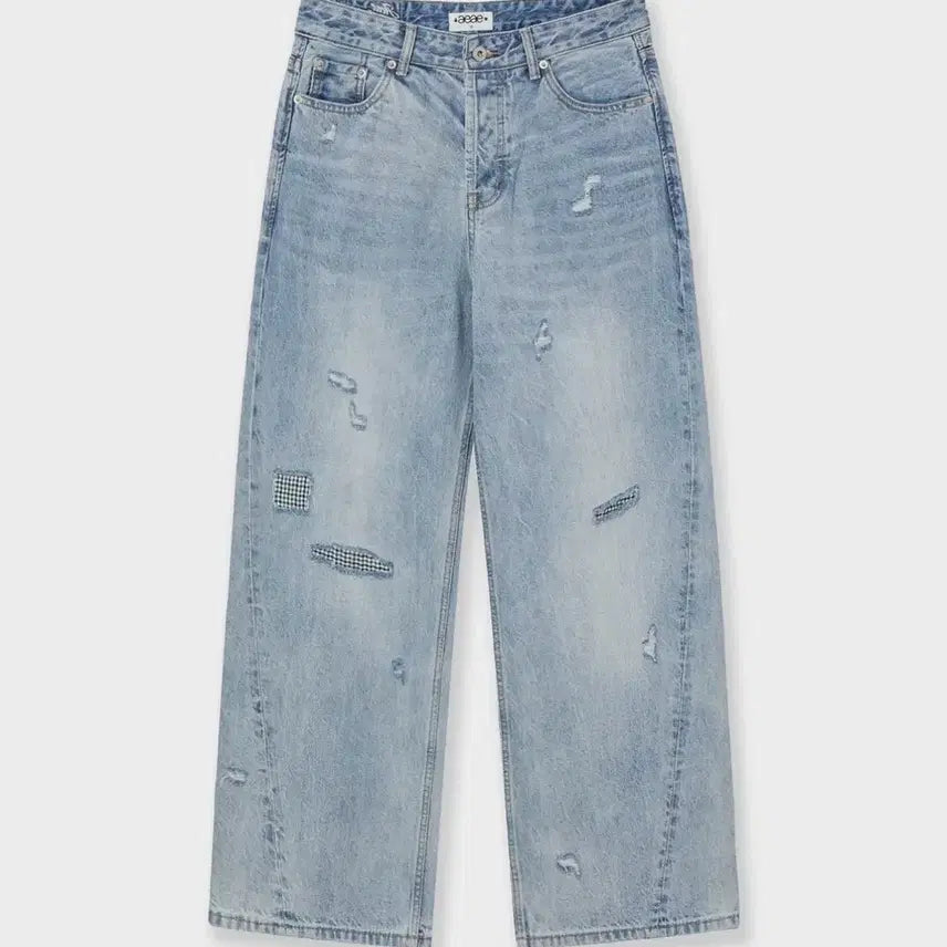 [BUNJANG] AEAE Check Patchwork Denim Pants / 에이이에이이 aeae 체크 패치워크 데님 팬츠