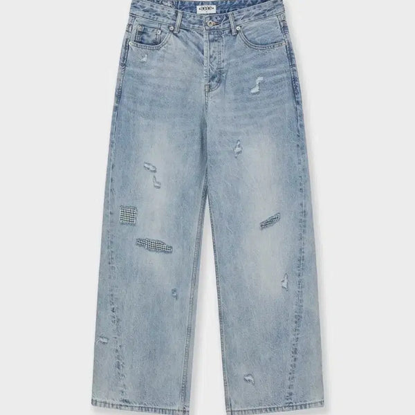 [BUNJANG] AEAE Check Patchwork Denim Pants / 에이이에이이 aeae 체크 패치워크 데님 팬츠