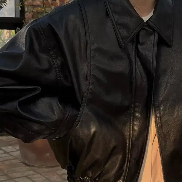 [BUNJANG] Trimmingbird Leather Blouson Leather Jacket / 트리밍버드 레더블루종 가죽자켓