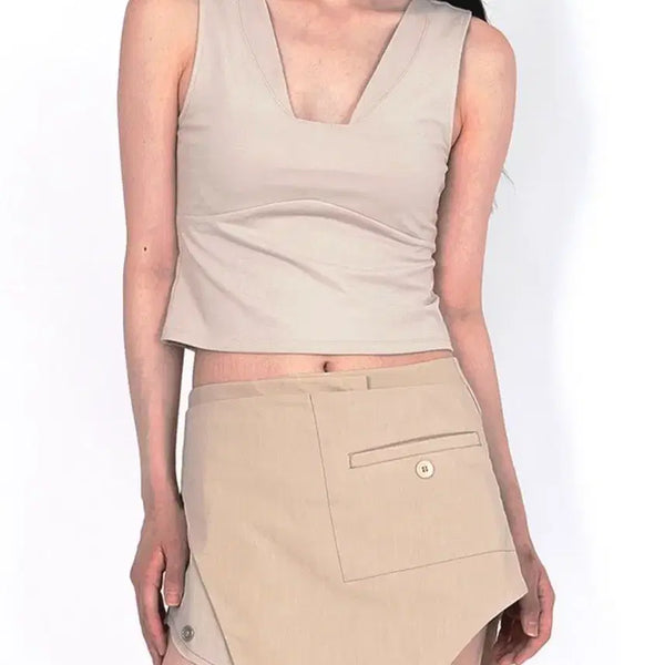 [BUNJANG] iina V-RIB SLEEVELESS Sand / iina 이이나 V-RIB SLEEVELESS 슬리브리스 샌드