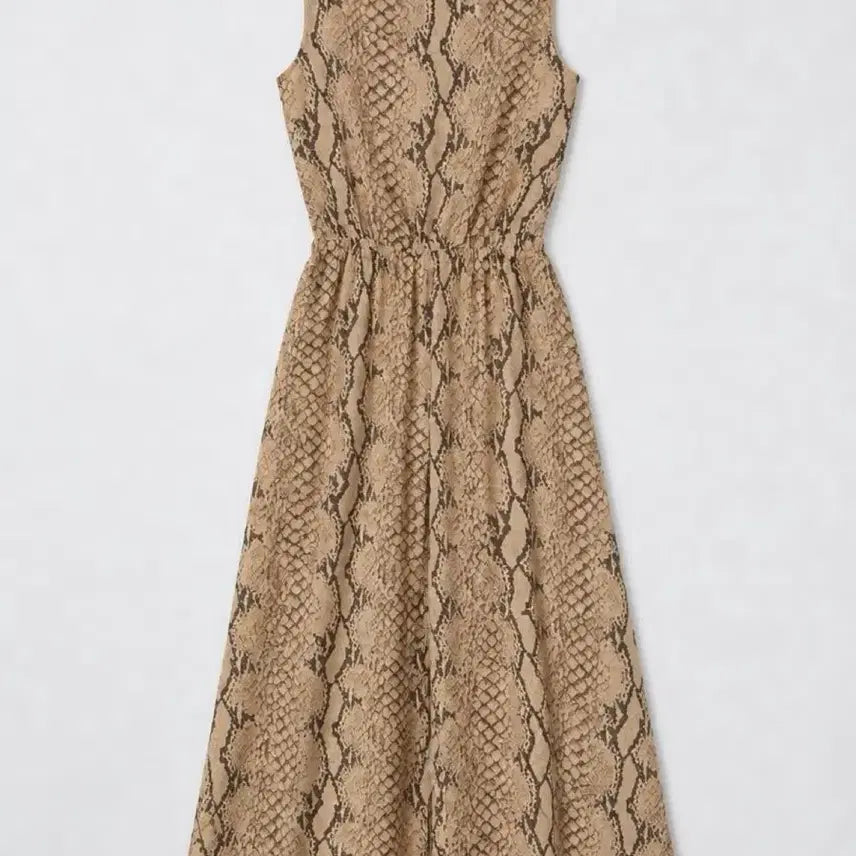 [BUNJANG] Mito Snake Pattern Sleeveless Long Dress / 여성M/ 미쏘 뒷반전 뱀피 무늬 민소매 롱 원피스 빈티지킹