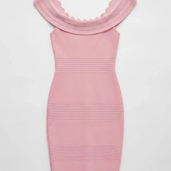 [BUNJANG] Vintage King Off-Shoulder Pink Bandage Knit Dress (Women's M) / 여성M/ 오프숄더 핑크 밴디지 니트 원피스 빈티지킹