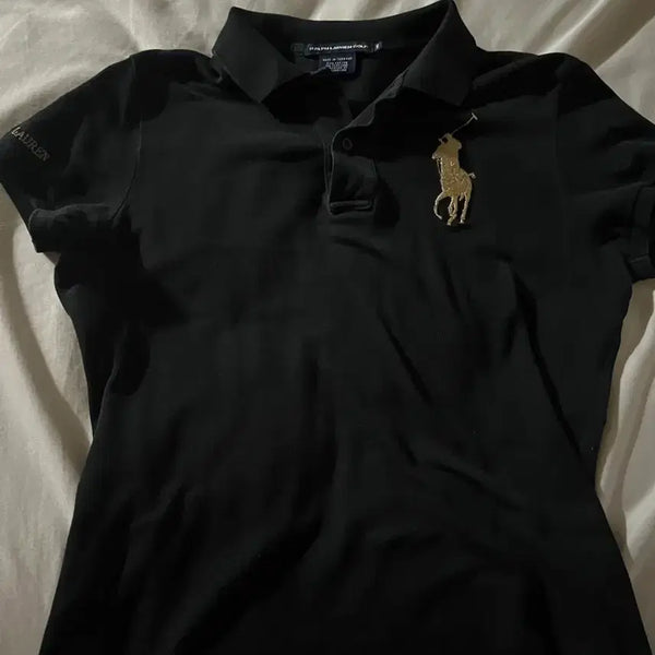 [BUNJANG] Polo Ralph Lauren Big Pony Embroidered Short Sleeve Polo Shirt - Black, Gold / S 폴로 랄프로렌 반팔 블랙 골드 빅포니 자수