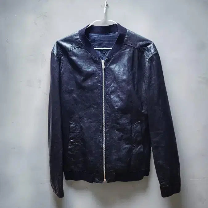 [BUNJANG] T.I FOR MEN Leather Bomber Jacket with Italian Lampo Zipper / T. I FOR MEN 가죽 봄버 자켓 이태리 람포 지퍼