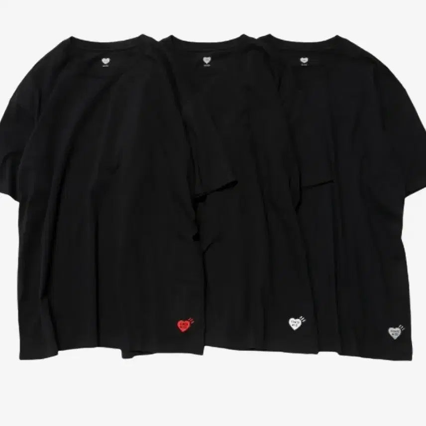 [BUNJANG] Human Made Basic T-shirt 3-Pack Black / 휴먼메이드 기본 반팔티셔츠 블랙 3팩 M, L, XL