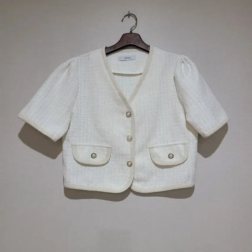 [BUNJANG] Twee Tweed Pearl Puff Sleeve Jacket / twee 트위드 펄사 퍼프 자켓